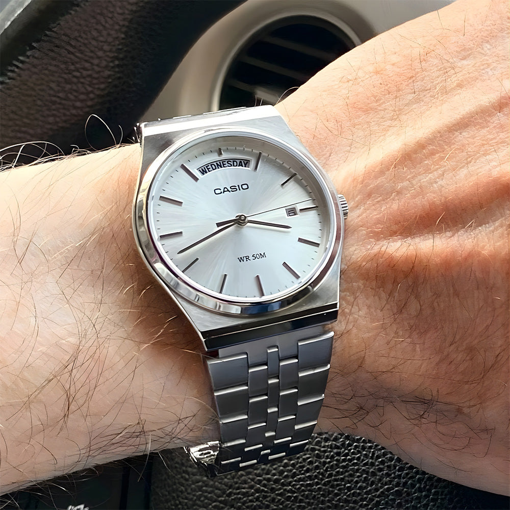 CASIO STANDARD SILVER DUAL TIME MENS WATCH MTP-B146D-7AVDF