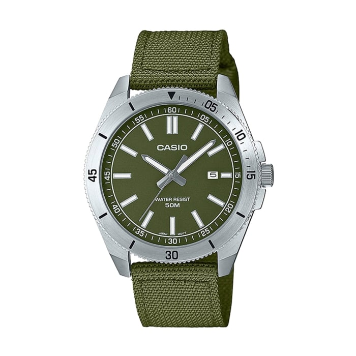 Casio Youth Analogue Green Nylon Strap Watch | MTP-B155C-3EVDF