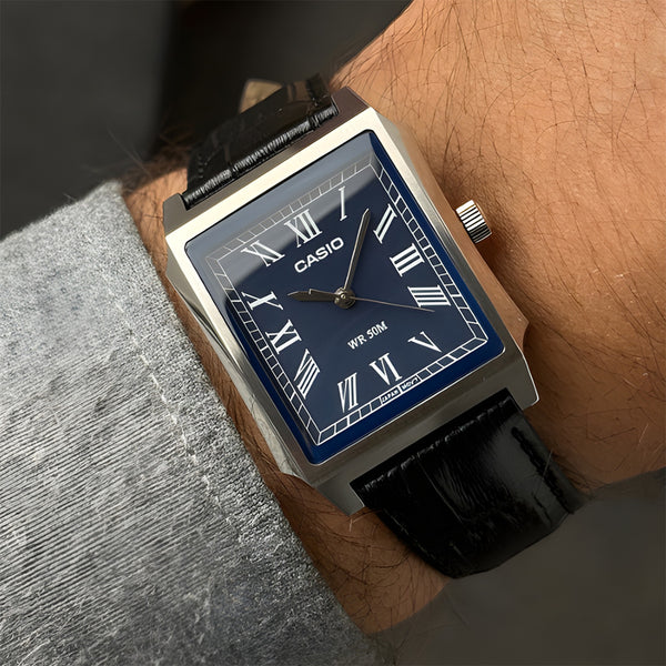 CASIO RECTANGLE BLUE DIAL MEN'S WATCH MTP-B190L-2BVDF