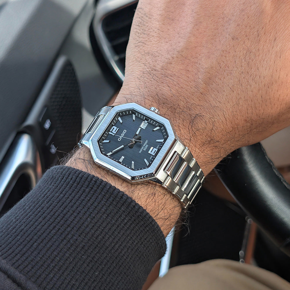 Casio Octagonal Shape Black Dial Men's Watch | MTP-B195D-1AVDF