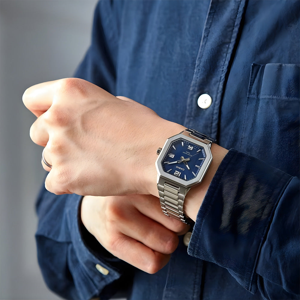 Casio Octagonal Shape Blue Dial Men's Watch  | MTP-B195D-2AVDF