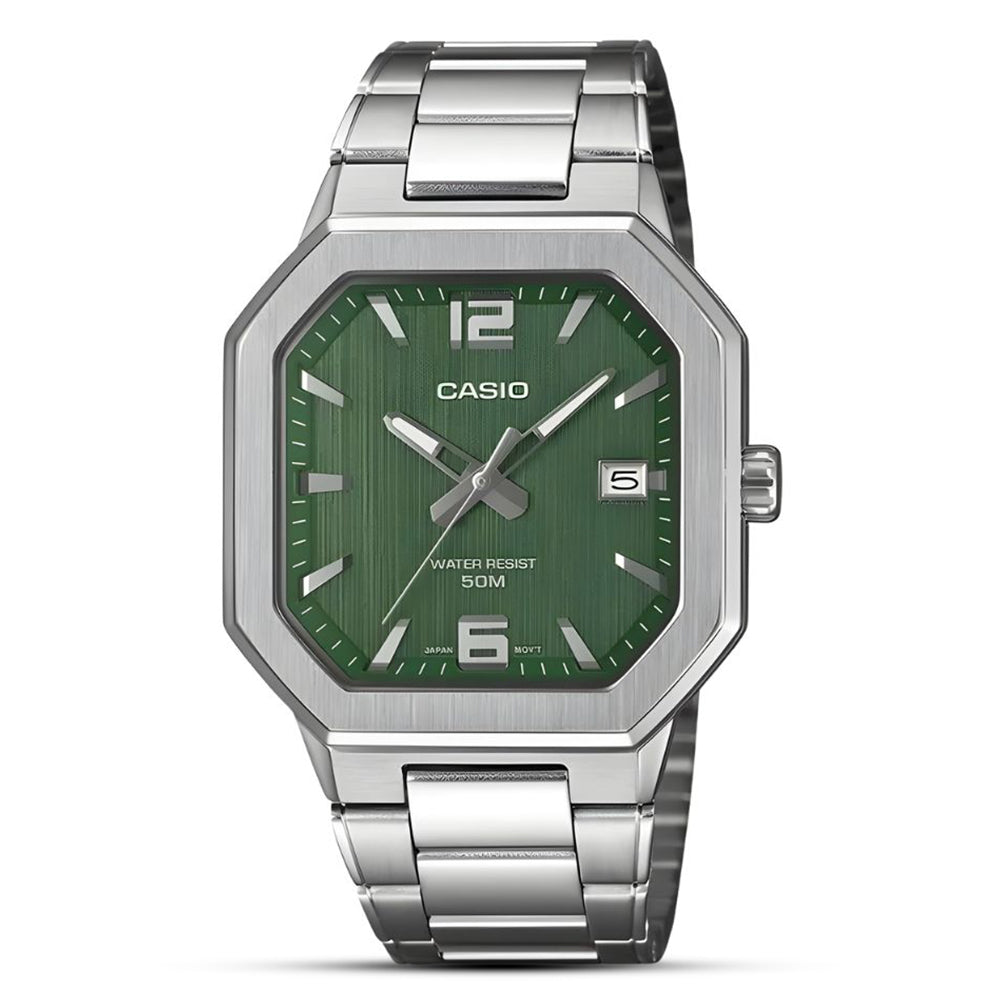 Casio Octagonal Shape Green Dial Men's Watch  | MTP-B195D-3AVDF