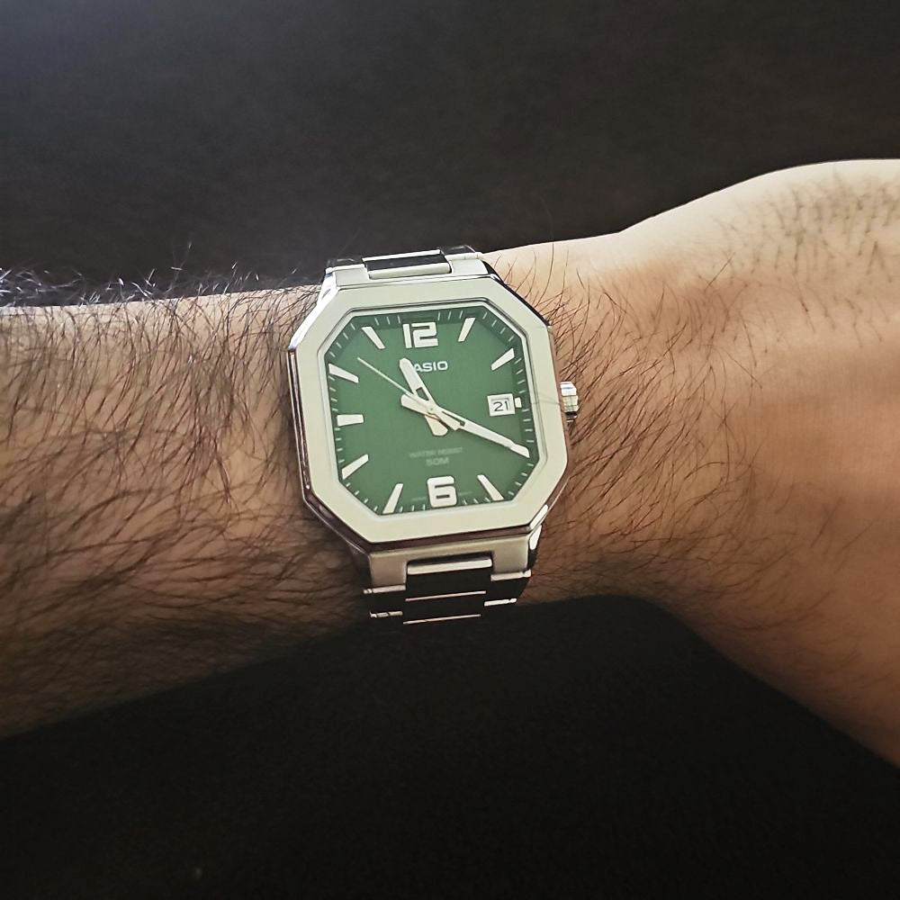 Casio Octagonal Shape Green Dial Men's Watch  | MTP-B195D-3AVDF