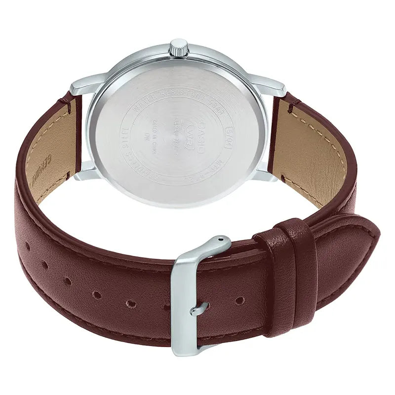 Casio Enticer Silver Dial Brown Leather Strap Watch| MTP-B310L-9AVDF