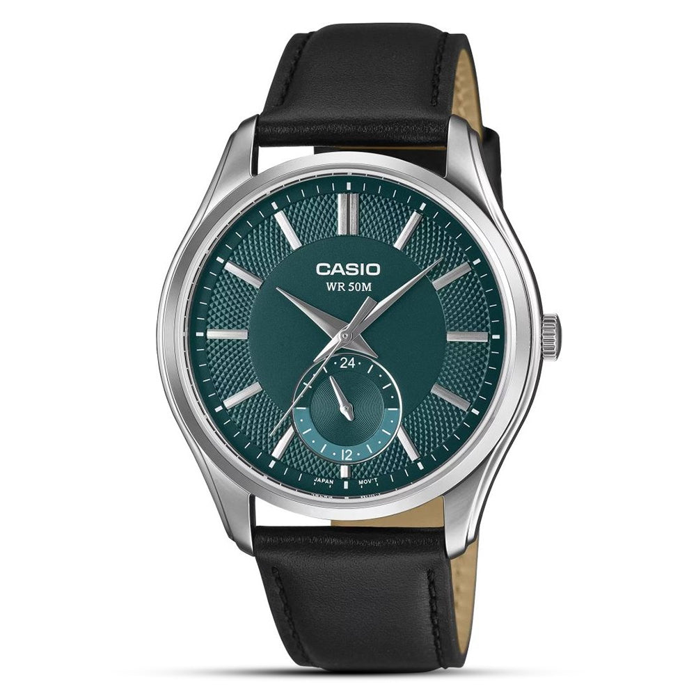 Casio Enticer Green Dial Leather Strap Men's Watch | MTP-B315L-3AVDF
