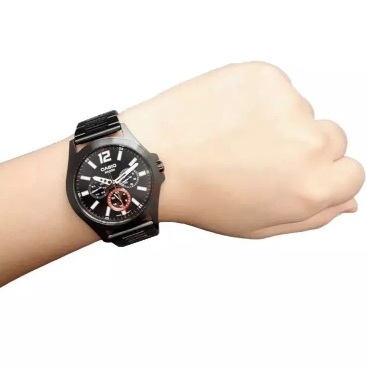 Casio Minimalist Black Dial Stainless Steel Watch | MTP-E350B-1BVDF