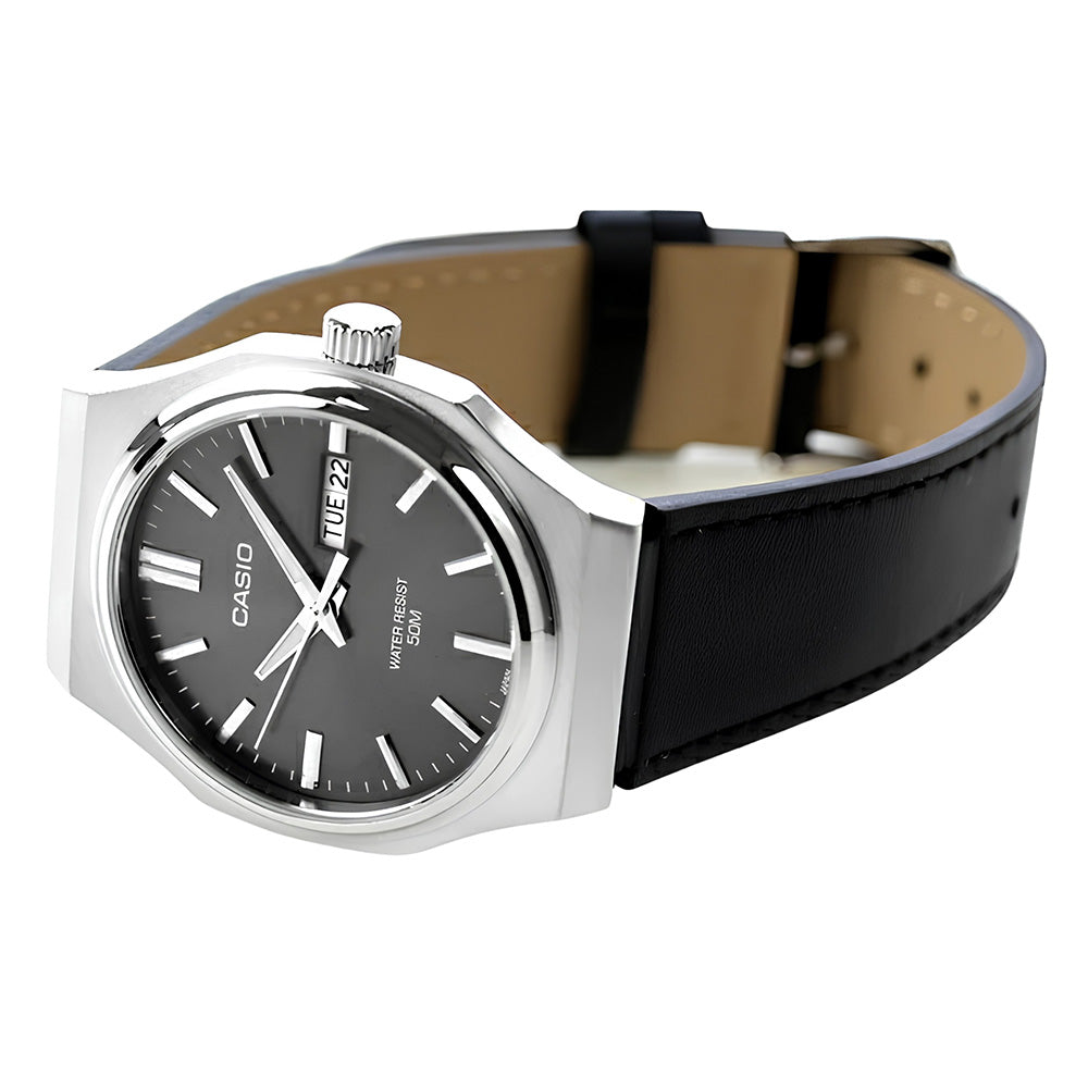 Casio Classic Grey Dial Leather Strap Men's Watch MTP-E735L-8AVDF