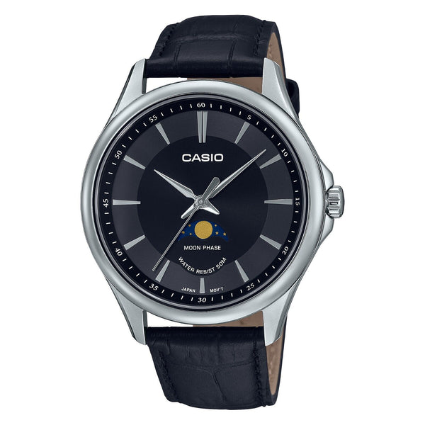 Casio Moon-Phase Round Black Dial Men's Watch| MTP-M100L-1AVDF