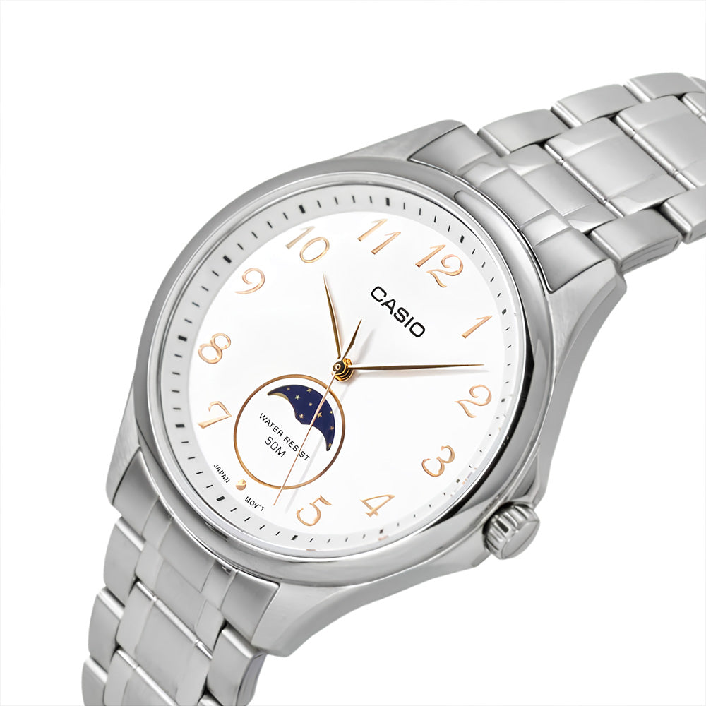 Casio Moon Phase White Dial Men's Watch | MTP-M110D-7AVDF