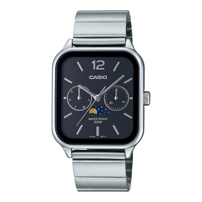 Casio Moon Phase Silver Chain Men's Watch| MTP-M305D-1AVDF