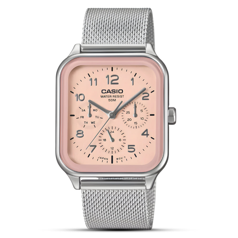 Casio Pink Square Dial Mesh Chain Strap Men's Watch MTP-M306M-4AVDF