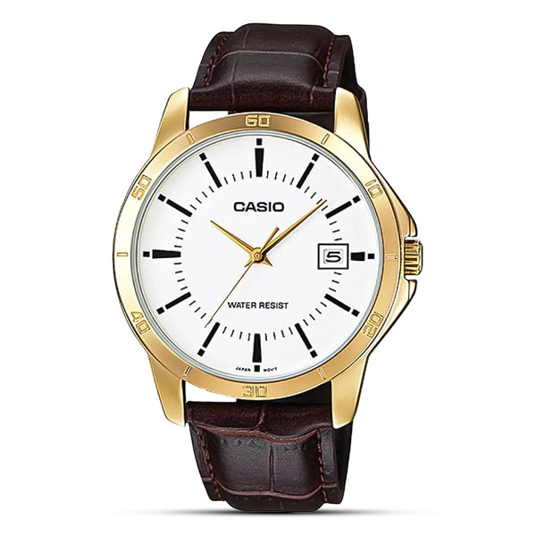 Casio Men's MTP-V004GL-7A Date Quartz Watch with Genuine Leather