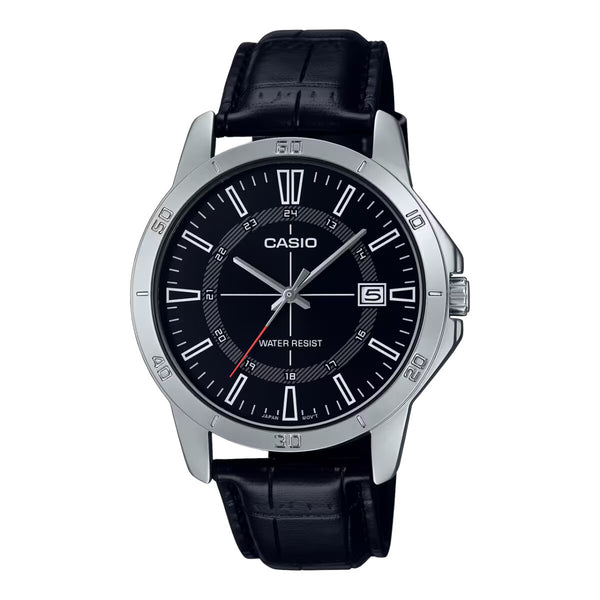 Casio Formal Black Dial Leather Strap Mens Watch | MTP-V004L-1CUDF