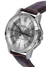 Casio Formal Silver Dial Leather Strap Mens Watch MTP-V004L-7CUDF