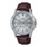 Casio Formal Silver Dial Leather Strap Mens Watch MTP-V004L-7CUDF