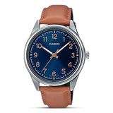 Casio Analog Leather Brown & Blue Men's Watch| MTP-V005L-2B4UDF