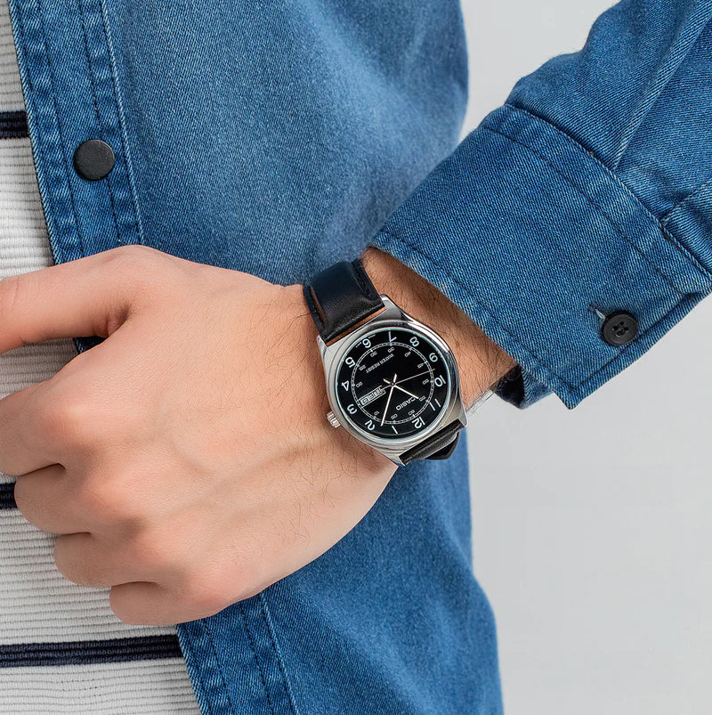 Casio Enticer Black Dial Leather Strap Mens Watch MTP V006L 1B2UDF