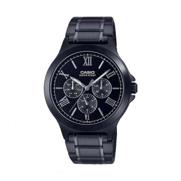 CASIO ANALOGUE BLACK DIAL STAINLESS STEEL MEN'S WATCH | MTP-V300B-1AUDF