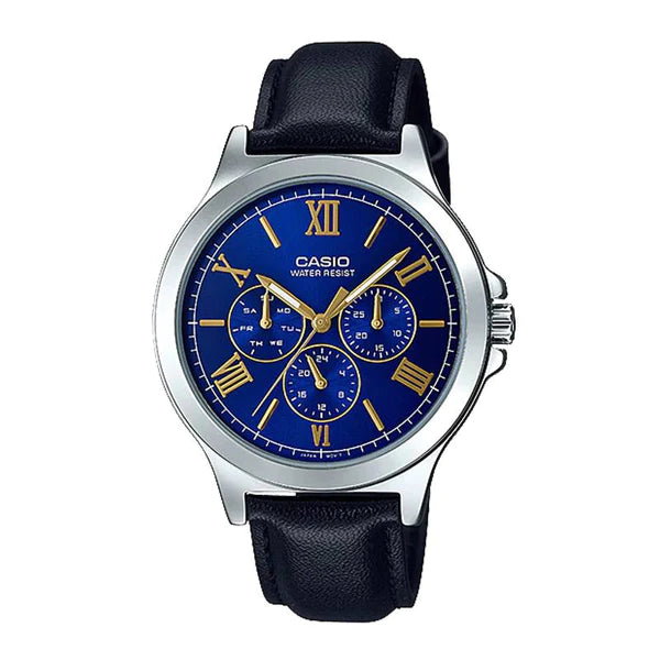 Casio Enticer Blue Dial Black Leather Men's Watch| MTP-V300L-2AUDF