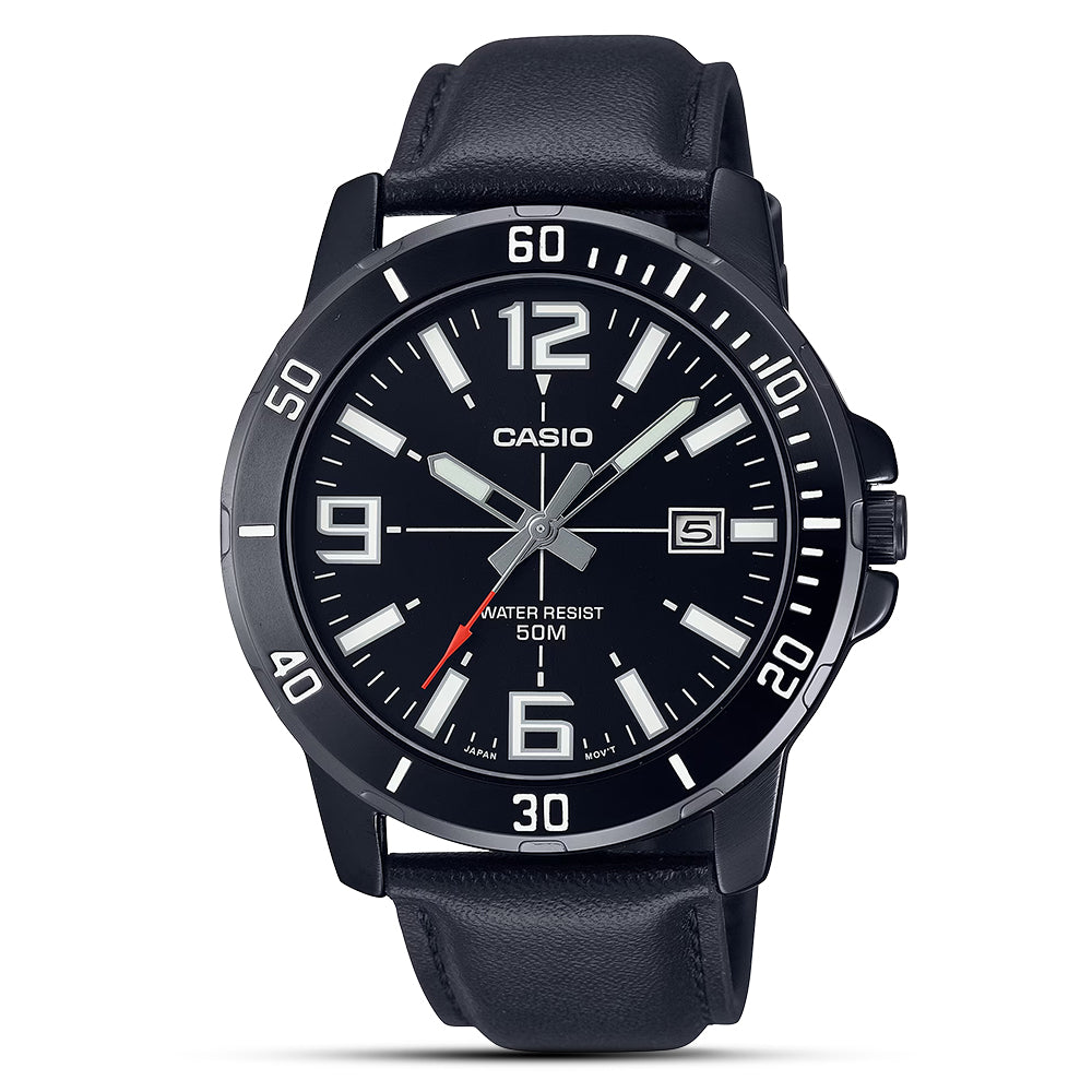 Casio Enticer Black Dial Belt Watch MTP-VD01BL-1BVUDF
