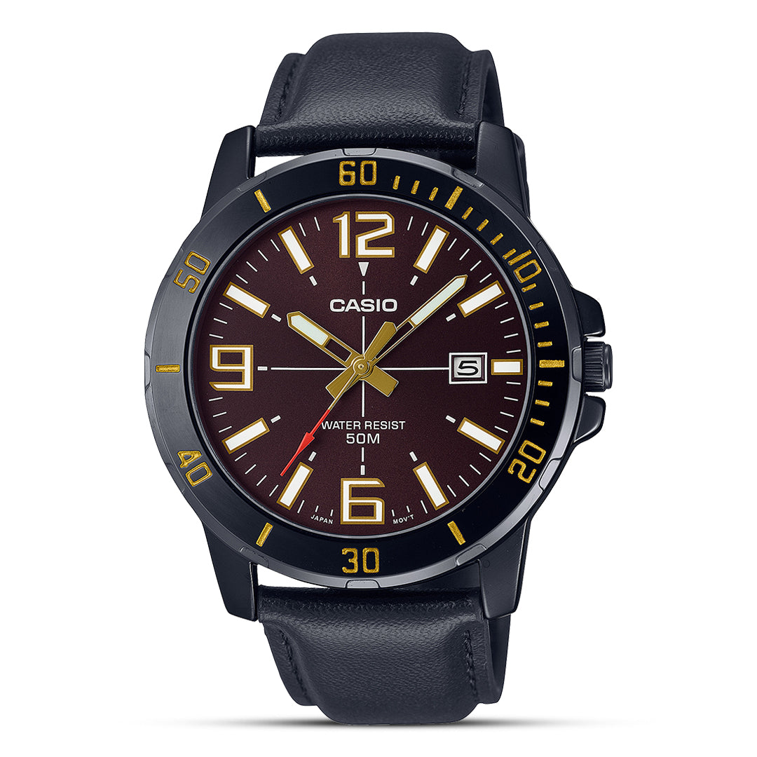 Casio ENTICER Maroon Dial Men's Watch| MTP-VD01BL-5BVUDF