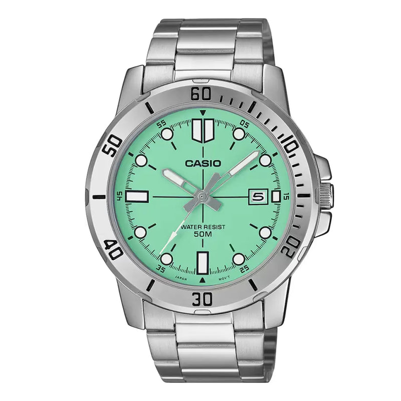 Casio Enticer Sea Green Dial Men's Watch | MTP-VD01D-3E1VUDF