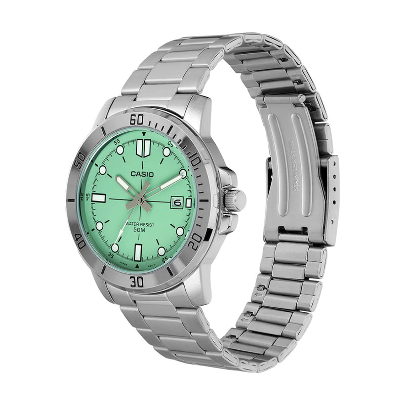 Casio Enticer Sea Green Dial Men's Watch | MTP-VD01D-3E1VUDF