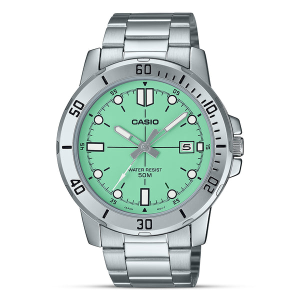 Casio Enticer Sea Green Dial Men's Watch | MTP-VD01D-3E1VUDF