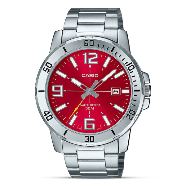 Casio Enticer Red Dial Men's Watch | MTP-VD01D-4BVUDF