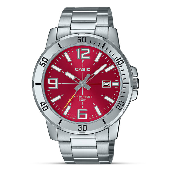 Casio Enticer Red Dial Men's Watch | MTP-VD01D-4BVUDF