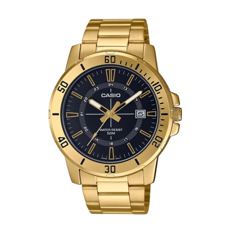 Casio Enticer Gold Tone Black Dial Watch MTP-VD01G-1CVUDF