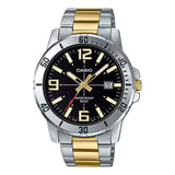 Casio Enticer Two Tone Black Dial Stainless Steel Strap Men's Watch | MTP-VD01SG-1BVUDF