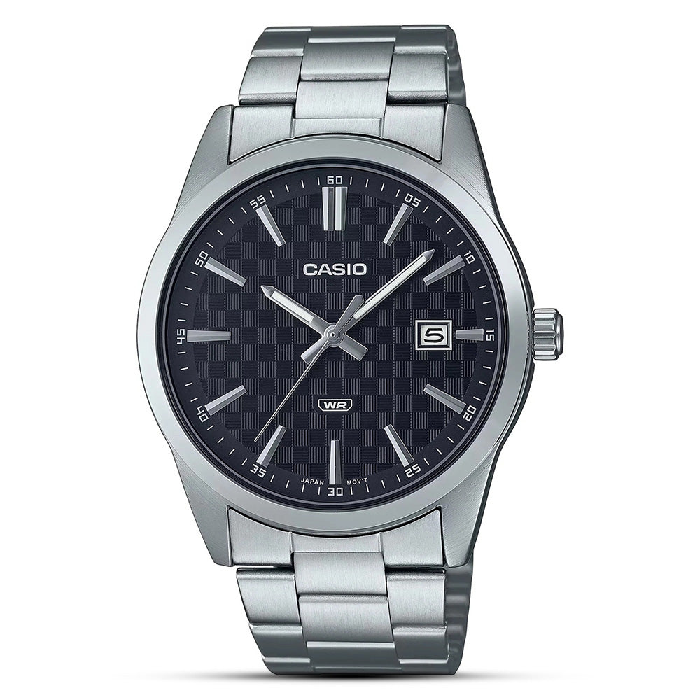 Casio Mens Analog Black Chess Dial Watch MTP-VD03D-1AUDF
