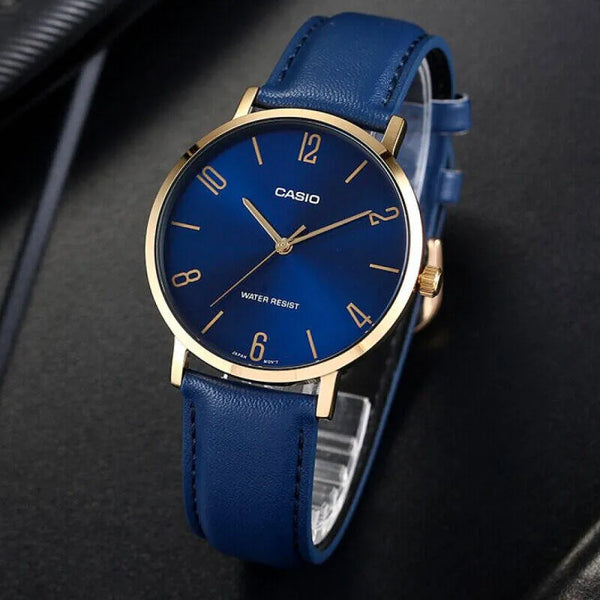 Casio "Minimalistic" Blue Gold Tone Men's Watch| MTP-VT01GL-2BUDF