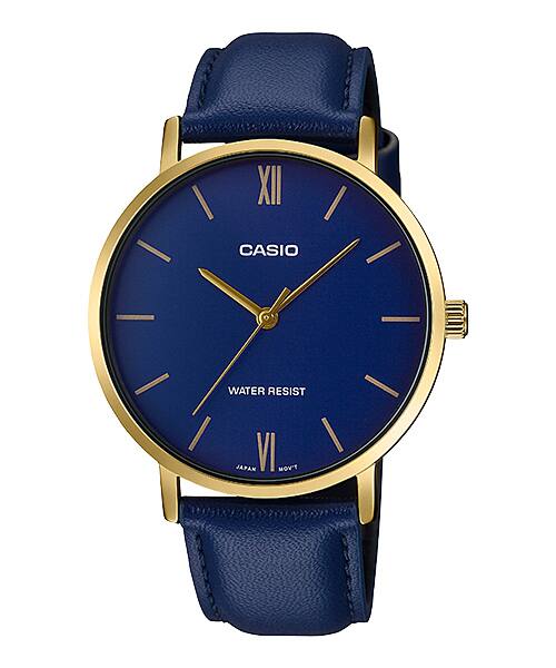 Casio "Minimalistic" Blue Gold Tone Men's Watch| MTP-VT01GL-2BUDF