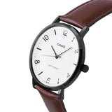 Casio Enticer White Leather Band Dial Men's Watch | MTP-VT03BL-7BDF