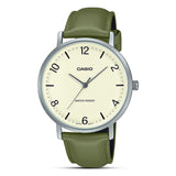 Casio Enticer Cream Dial Leather Band Men's Watch | MTP-VT03L-7BDF