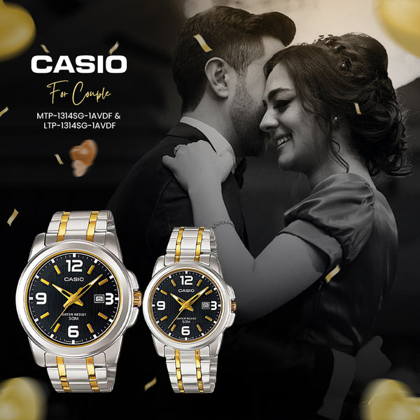 Casio Casio Enticer Two Tone Black Dial Couple Watch | MTP/LTP-1314SG-1AVDF