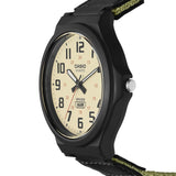 CASIO ENTICER WHITE DIAL GREEN NYLON STRAP MEN'S WATCH | MW-240B-3BVDF