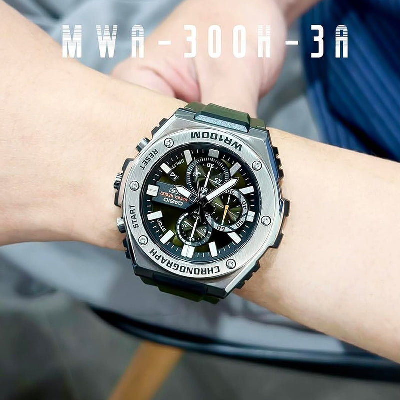 Casio Sporty Chronograph Green Dial Men's Watch | MWA-300H-3AVDF