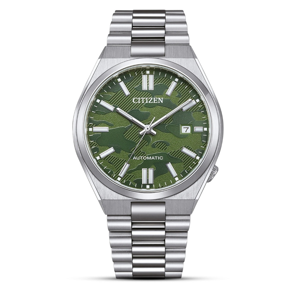 ☆メキシコ産　オオホウシャアヤヒシハナムグリ　　23mm Citizen Tsuyosa Automatic Green Camo Dial Men's Watch | NJ0159-86X