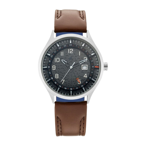 Fastrack Titanium Case Grey Dial Analog Leather Strap Watch | NN3205TL01
