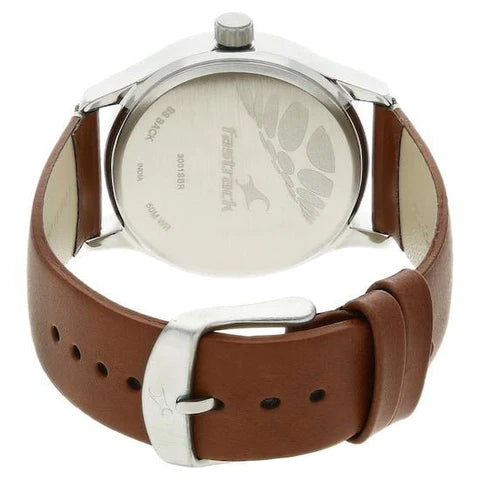 Fastrack Loophole Leather Strap Grey Dial Watch NP3124SL06