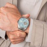 Orient Contemporary Semi-skeleton Ice Blue Men's Watch| RA-AR0009L