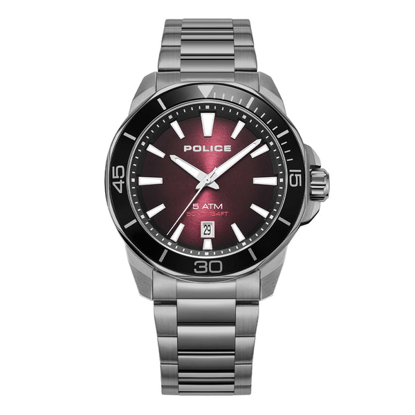 Police Thornton Burgundy Sunray Dial Men's Watch | PEWJH0021403