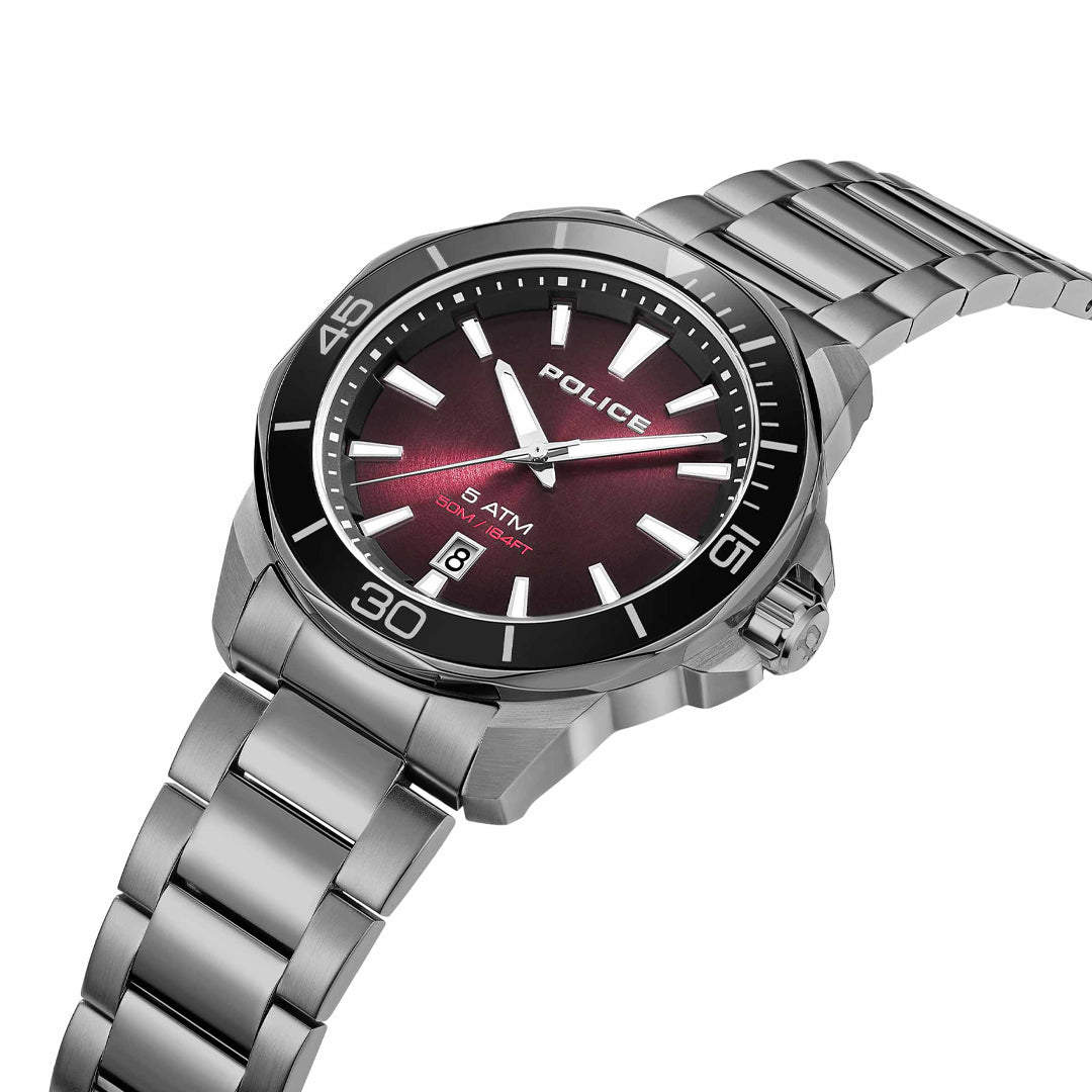 Police Thornton Burgundy Sunray Dial Men's Watch | PEWJH0021403