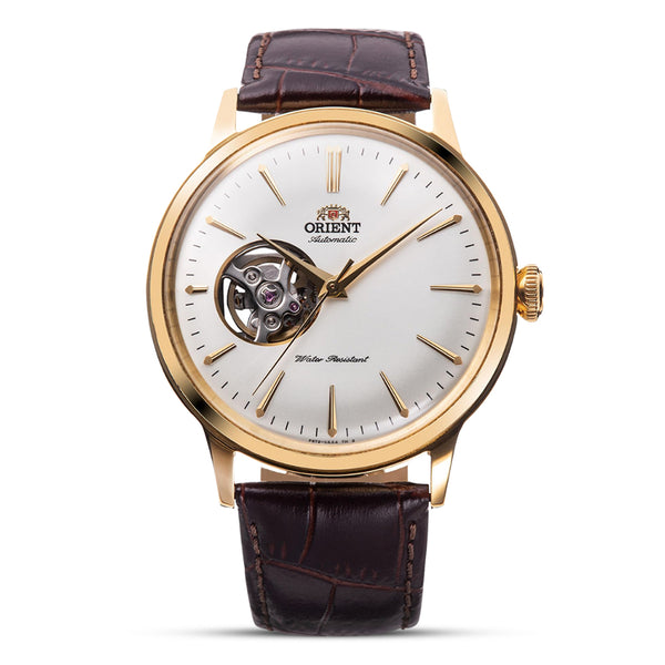 Orient "Bambino Open Heart" Automatic Leather Strap Watch | RA-AG0003S10B