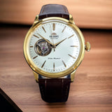 Orient "Bambino Open Heart" Automatic Leather Strap Watch | RA-AG0003S10B