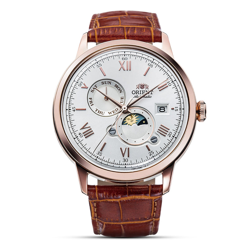 Orient Bambino Automatic Sun Moon White Dial Watch | RA-AK0801S30B