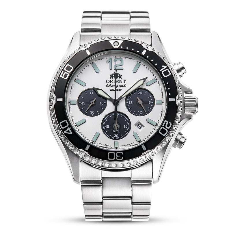 Orient Chrono Solar Powered White Dial Sports Watch| RA-TX0203S